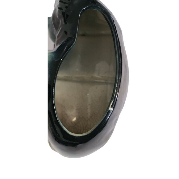 VTG MCM Ceramic Dog & Cat Planter Figurine 7X5" Tall Black & Yellow Design - Picture 4 of 8